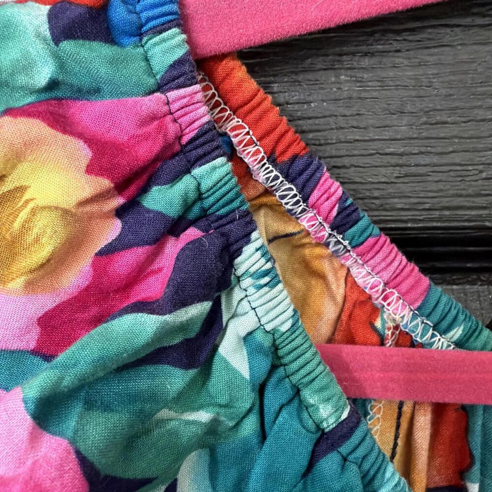Hilo Hattie Hawaiian Dress Sz M Colorful Floral Ruffle Hem Pocket Tropical VTG - Picture 4 of 7